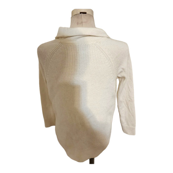 Athleta Ravine Womens 3/4 Sleeve Mock Neck Tunic Sweater Ivory wool size xxs - Picture 3 of 7